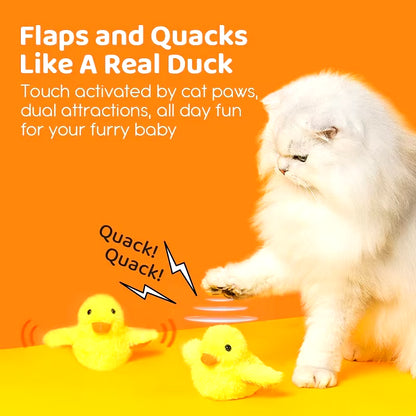 Interactive Electric Flapping Duck Cat Toy with Vibration Sensor - Washable Plush Toy for Cats and Kittens