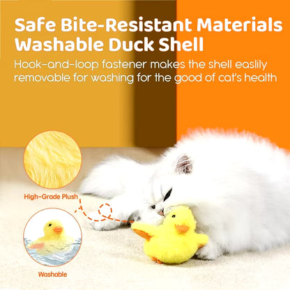 Interactive Electric Flapping Duck Cat Toy with Vibration Sensor - Washable Plush Toy for Cats and Kittens